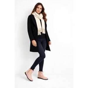 Lands End Pink Fleece Lined Ankle Boots Womens Zip Winter Shoes